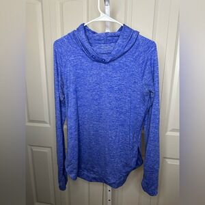 Athleta‎ XS Blue Heather Long Sleeve Hooded Pullover Top Activewear